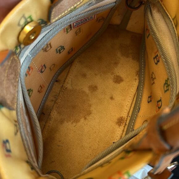 Vintage Dooney & Bourke Rainbow Heart Logo Y2K Canvas Leather Satchel - Picture 8 of 17